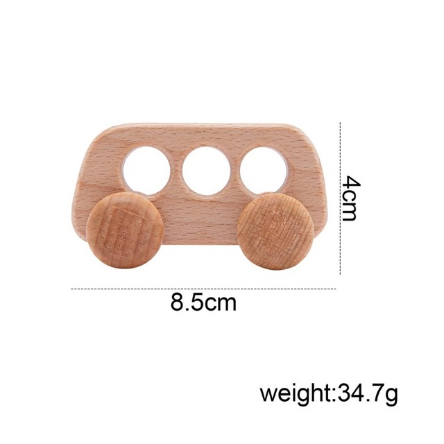 1pc Wooden Car Baby Toys BPA Free Beech Wood Teether Cartoon Organic Wooden Car Montessori Toys For Children Teething Nurse Gift