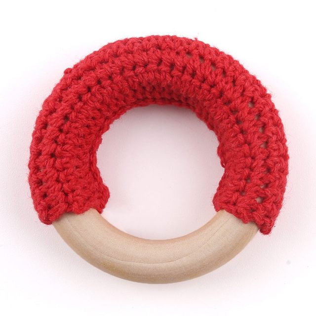 50mm Wooden Ring Crochet Baby Teether Colorful Teething DIY Rattle Wood Circles Baby Bites Rings Nurse Gift Children'S Goods
