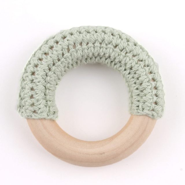 50mm Wooden Ring Crochet Baby Teether Colorful Teething DIY Rattle Wood Circles Baby Bites Rings Nurse Gift Children'S Goods