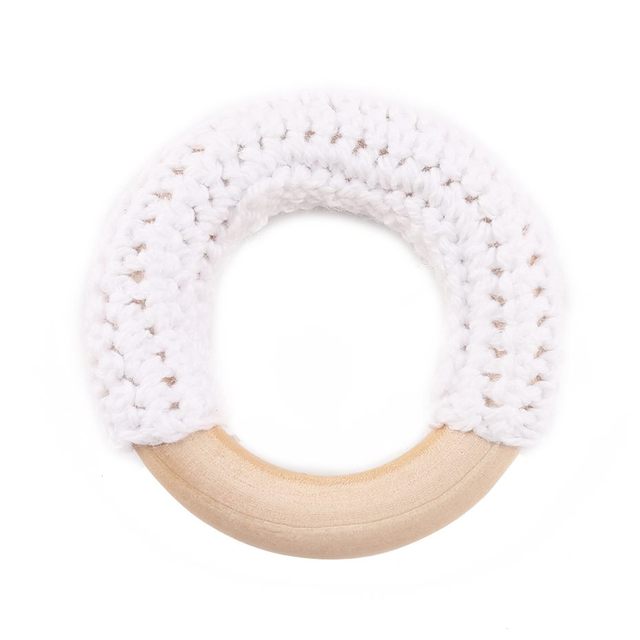 50mm Wooden Ring Crochet Baby Teether Colorful Teething DIY Rattle Wood Circles Baby Bites Rings Nurse Gift Children'S Goods