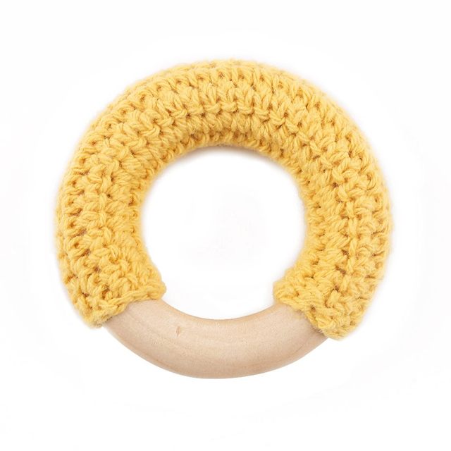 50mm Wooden Ring Crochet Baby Teether Colorful Teething DIY Rattle Wood Circles Baby Bites Rings Nurse Gift Children'S Goods