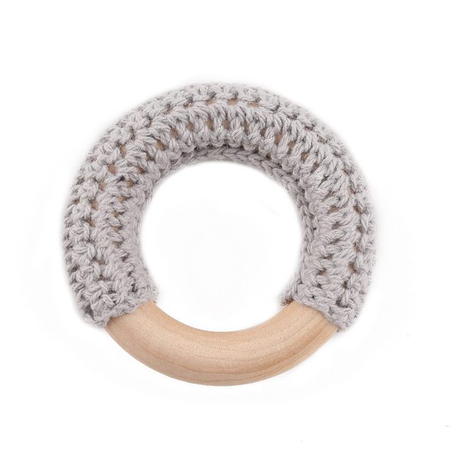 50mm Wooden Ring Crochet Baby Teether Colorful Teething DIY Rattle Wood Circles Baby Bites Rings Nurse Gift Children'S Goods
