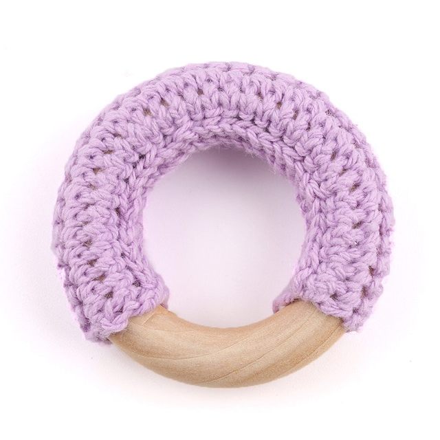 50mm Wooden Ring Crochet Baby Teether Colorful Teething DIY Rattle Wood Circles Baby Bites Rings Nurse Gift Children'S Goods
