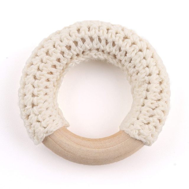 50mm Wooden Ring Crochet Baby Teether Colorful Teething DIY Rattle Wood Circles Baby Bites Rings Nurse Gift Children'S Goods