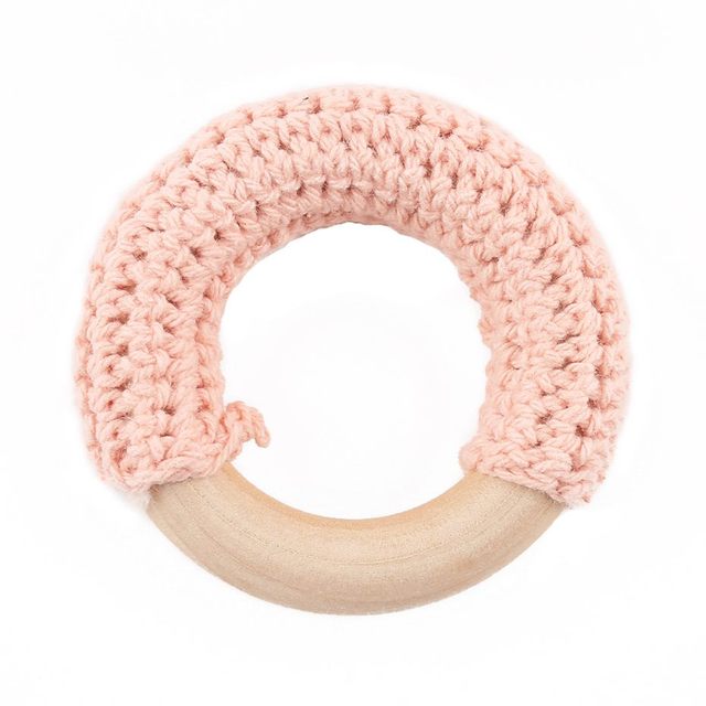 50mm Wooden Ring Crochet Baby Teether Colorful Teething DIY Rattle Wood Circles Baby Bites Rings Nurse Gift Children'S Goods