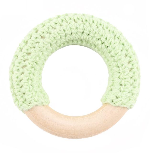 50mm Wooden Ring Crochet Baby Teether Colorful Teething DIY Rattle Wood Circles Baby Bites Rings Nurse Gift Children'S Goods