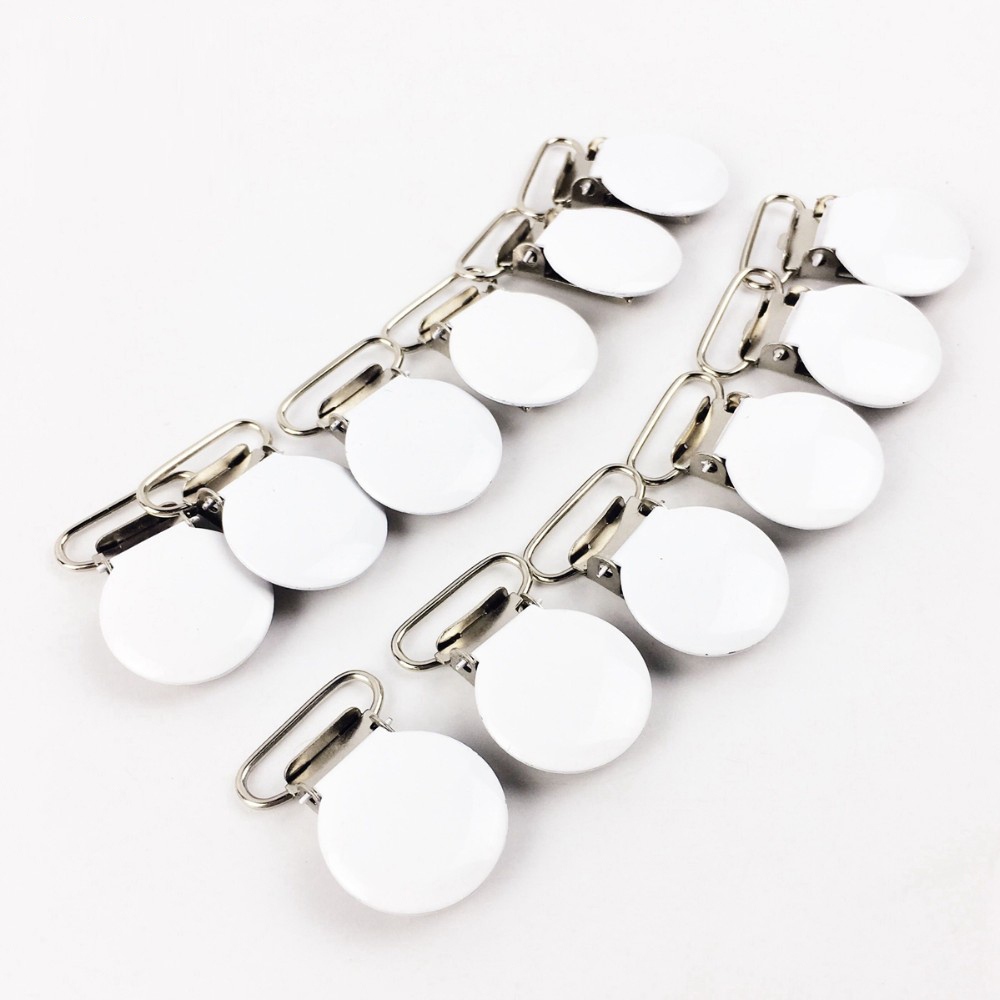 5pcs White Round Suspender Clips Metal Non-toxic DIY Crafts Decoration Accessories Making Jewelry Necklace Pacifier Clip Toys