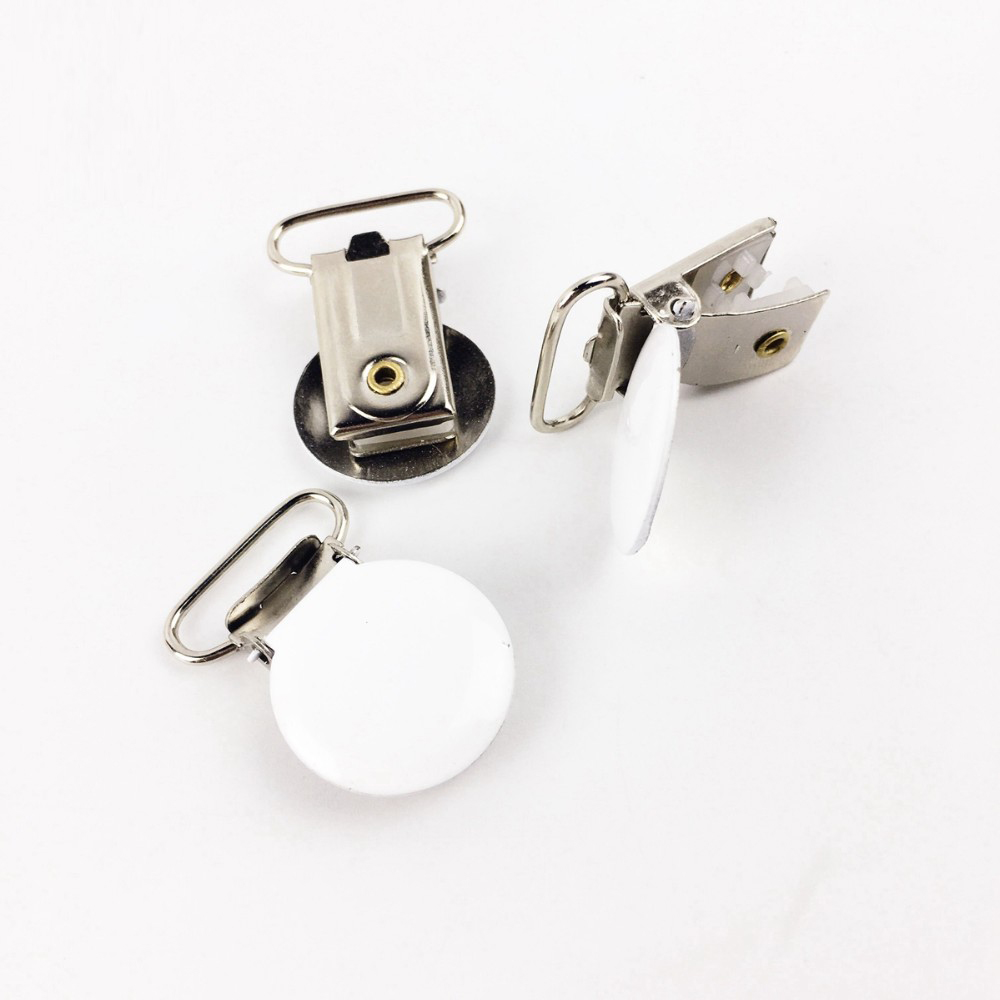 5pcs White Round Suspender Clips Metal Non-toxic DIY Crafts Decoration Accessories Making Jewelry Necklace Pacifier Clip Toys