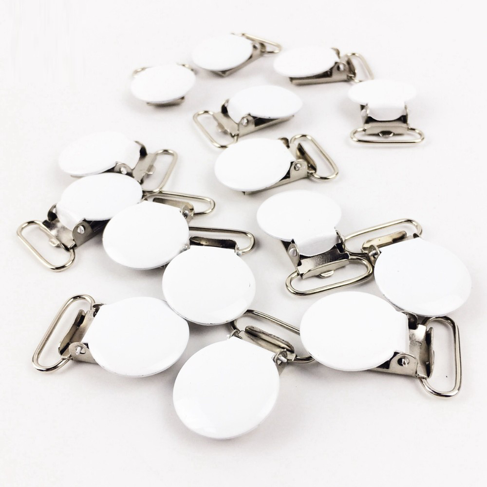 5pcs White Round Suspender Clips Metal Non-toxic DIY Crafts Decoration Accessories Making Jewelry Necklace Pacifier Clip Toys