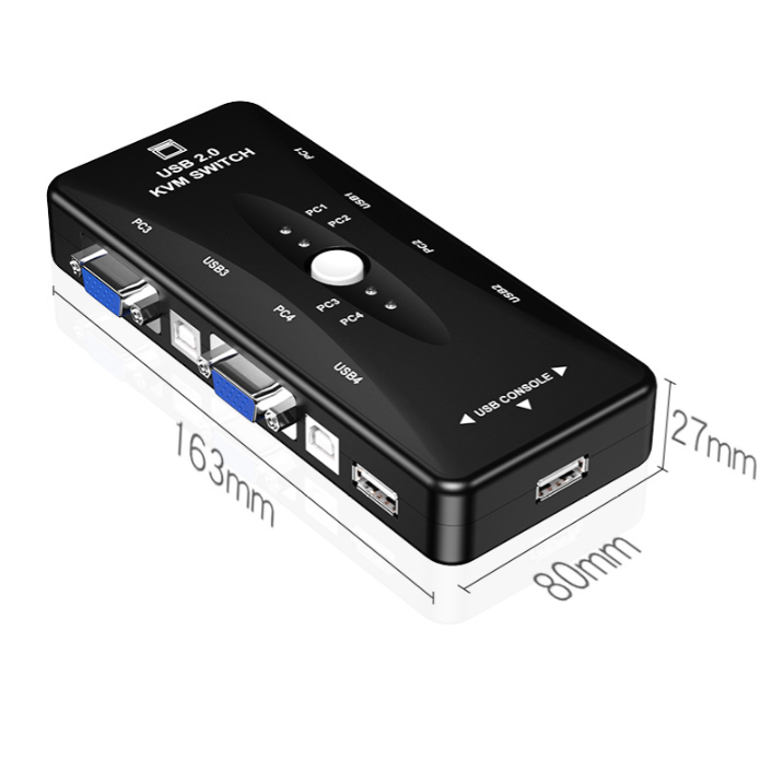 KVM switch VGA4 port one to four 4Port KVM Switch USB HDMI-compatible KVM Switch Box 4 In 1 Out 4K 1080P VGA Splitter Four Hosts One Keyboard Mouse Share Display
