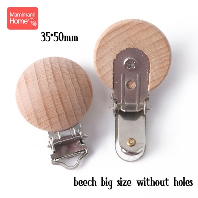 50pc Wooden Pacifier Clips Beech Wooden Teether Metal Clips BPA Free Wooden Blank Nipple Holder Chain Toy Custom Name Clips Gift