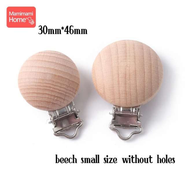 50pc Wooden Pacifier Clips Beech Wooden Teether Metal Clips BPA Free Wooden Blank Nipple Holder Chain Toy Custom Name Clips Gift