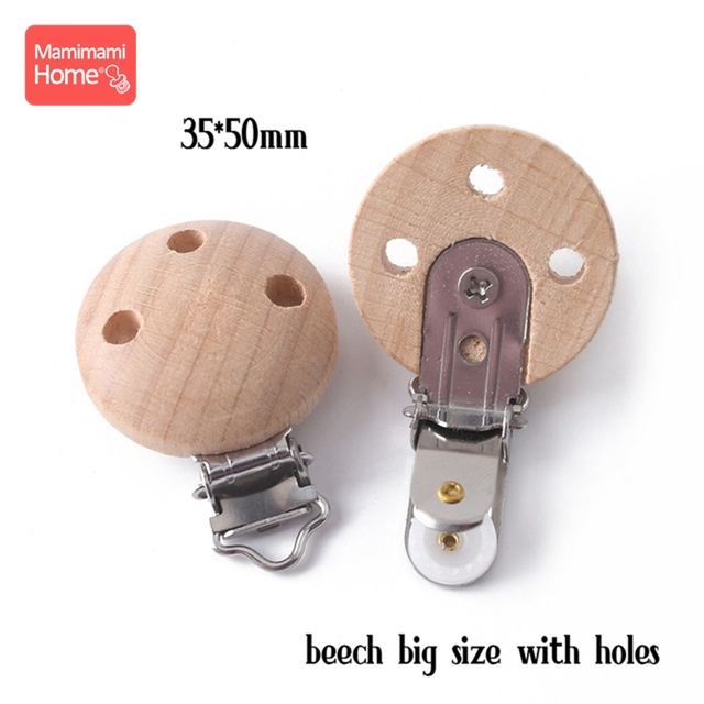 50pc Wooden Pacifier Clips Beech Wooden Teether Metal Clips BPA Free Wooden Blank Nipple Holder Chain Toy Custom Name Clips Gift