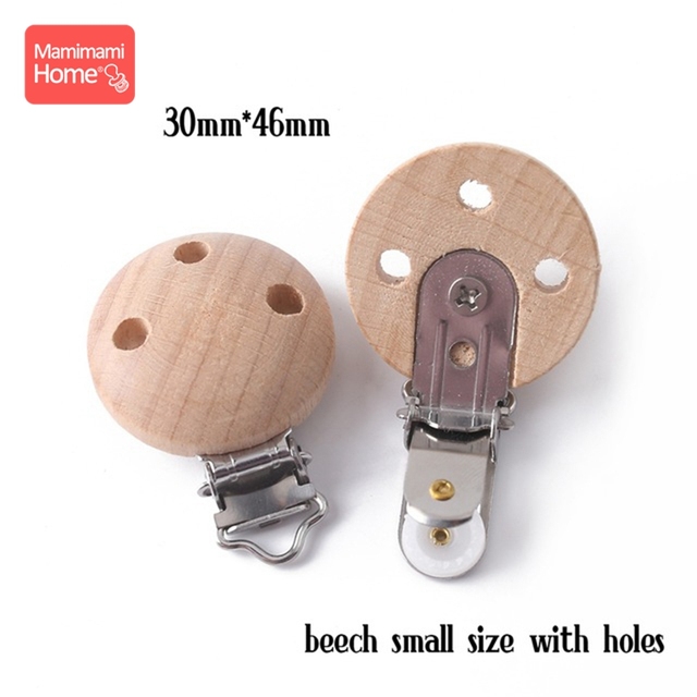 50pc Wooden Pacifier Clips Beech Wooden Teether Metal Clips BPA Free Wooden Blank Nipple Holder Chain Toy Custom Name Clips Gift