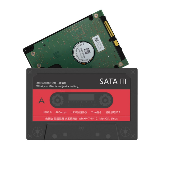 Retro SATA interface tape removable hard disk 2.5 Inch USB 3.0 HDD SSD External Hard Drive Enclosure To USB Disk Nostalgic 6Gbps Solid State Disk Hard Disk for Notebook
