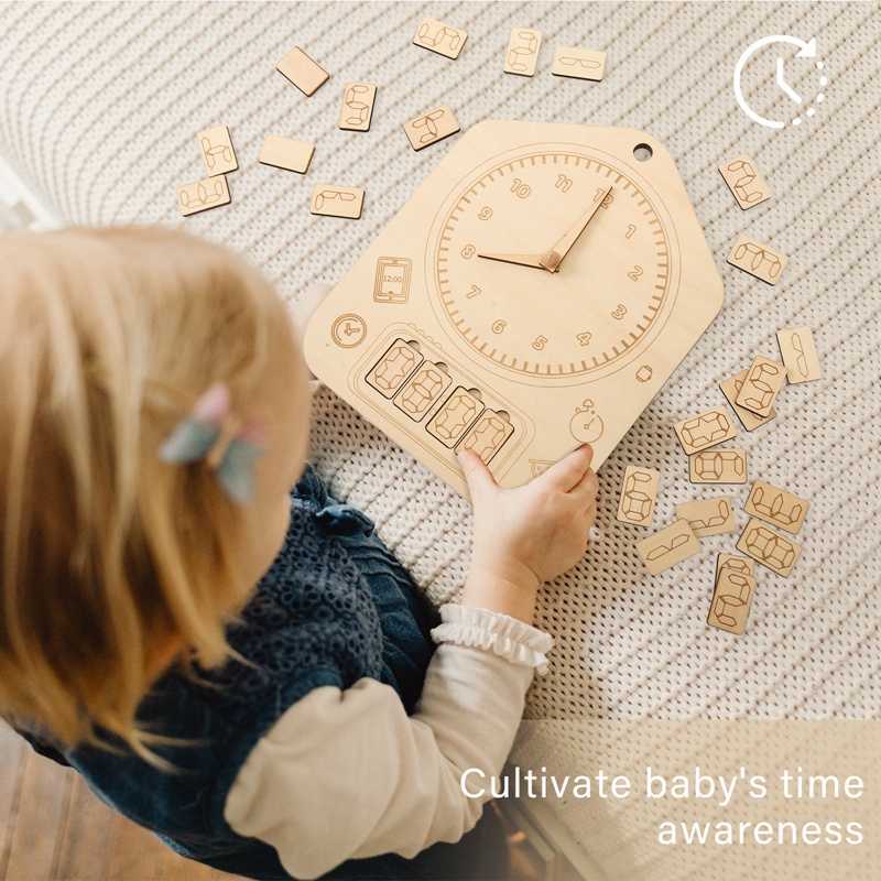 Wooden Clock Awareness Board Geometry Digital Clock Puzzles Gadgets Matching Clock Toy Montessori Educational Toys for Children
