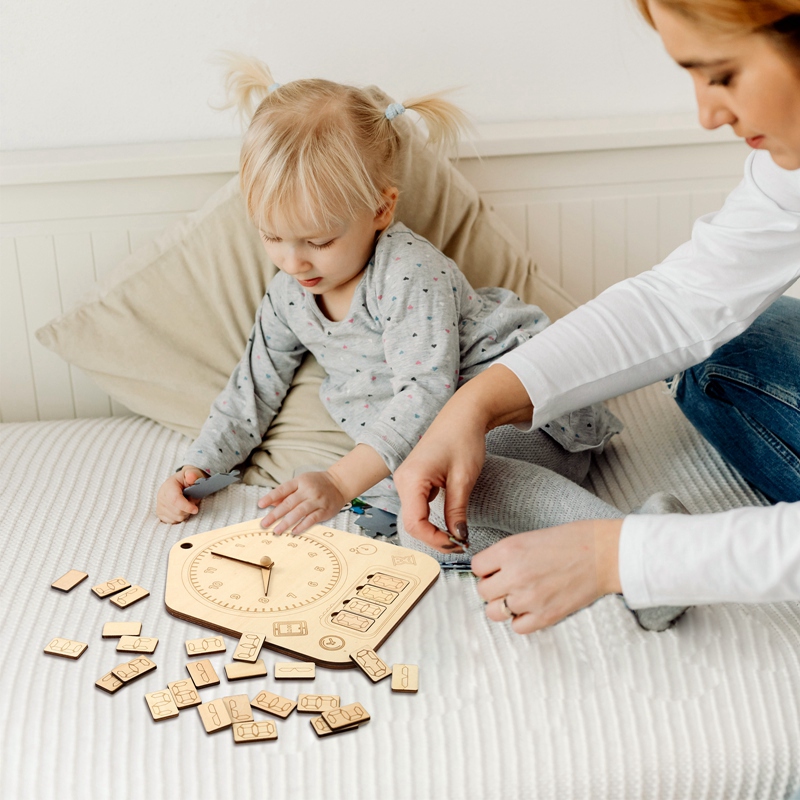 Wooden Clock Awareness Board Geometry Digital Clock Puzzles Gadgets Matching Clock Toy Montessori Educational Toys for Children