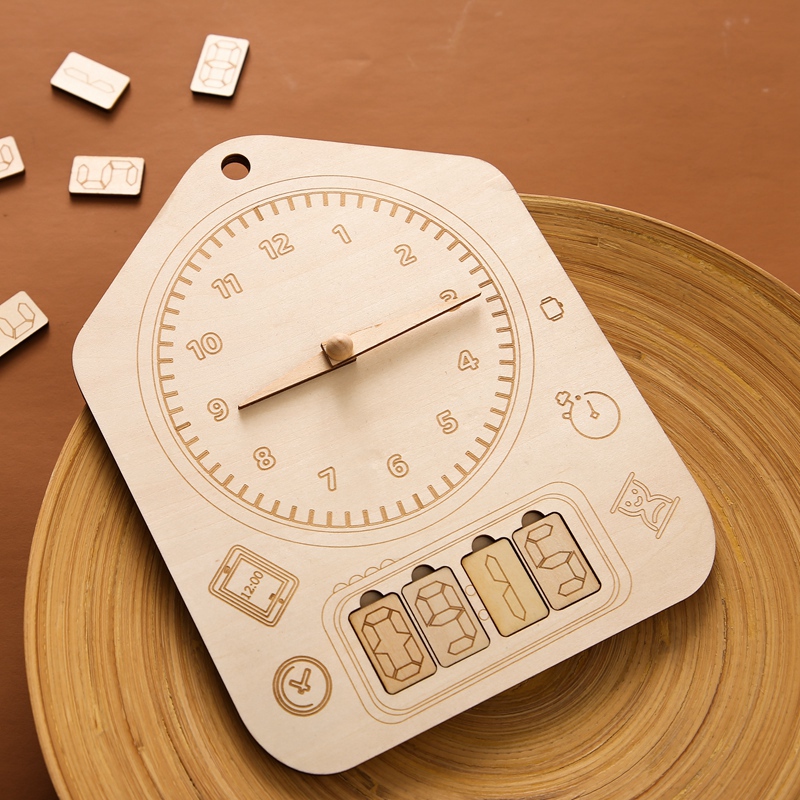 Wooden Clock Awareness Board Geometry Digital Clock Puzzles Gadgets Matching Clock Toy Montessori Educational Toys for Children