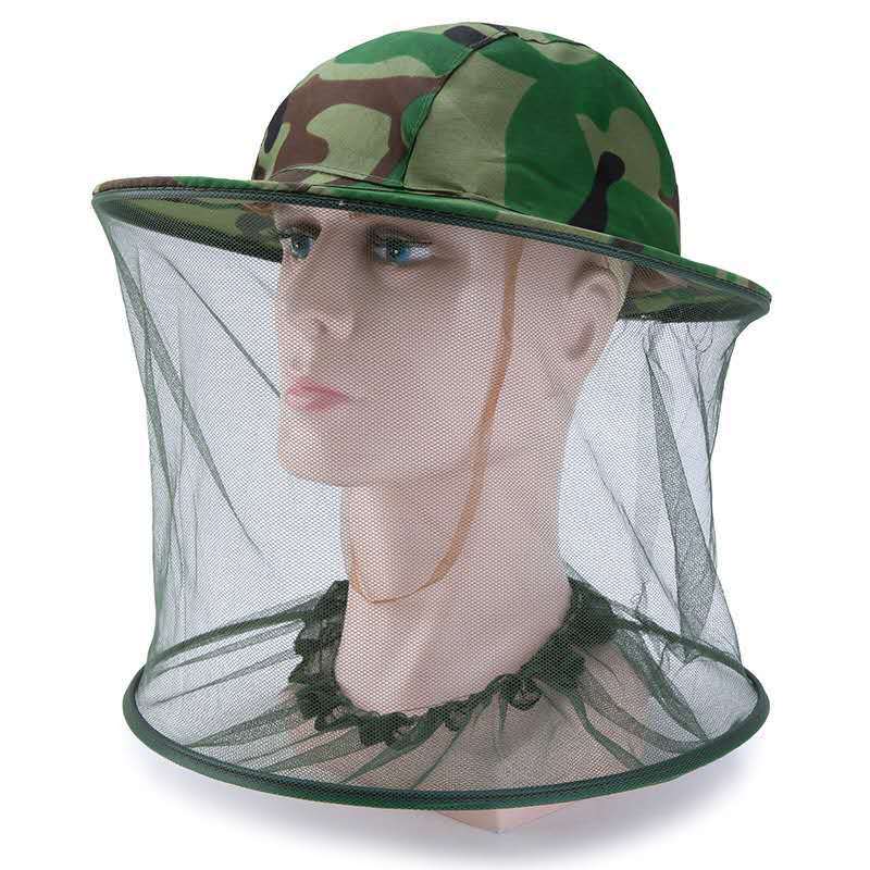 Outdoor Camouflage Shawl hat Camouflage Fishing Cap Wide Brim Visor Sunshade Hunting Bee Keeping Mesh Hat Insects Mosquito Prevention Neck Head Cover Anti Face Protection Cap