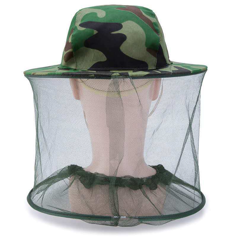 Outdoor Camouflage Shawl hat Camouflage Fishing Cap Wide Brim Visor Sunshade Hunting Bee Keeping Mesh Hat Insects Mosquito Prevention Neck Head Cover Anti Face Protection Cap