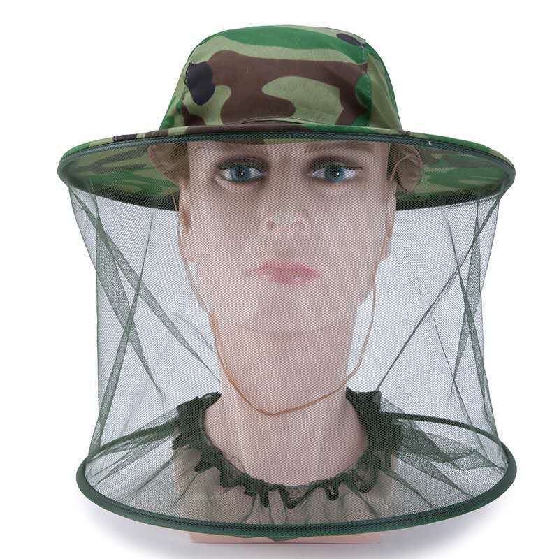 Outdoor Camouflage Shawl hat Camouflage Fishing Cap Wide Brim Visor Sunshade Hunting Bee Keeping Mesh Hat Insects Mosquito Prevention Neck Head Cover Anti Face Protection Cap
