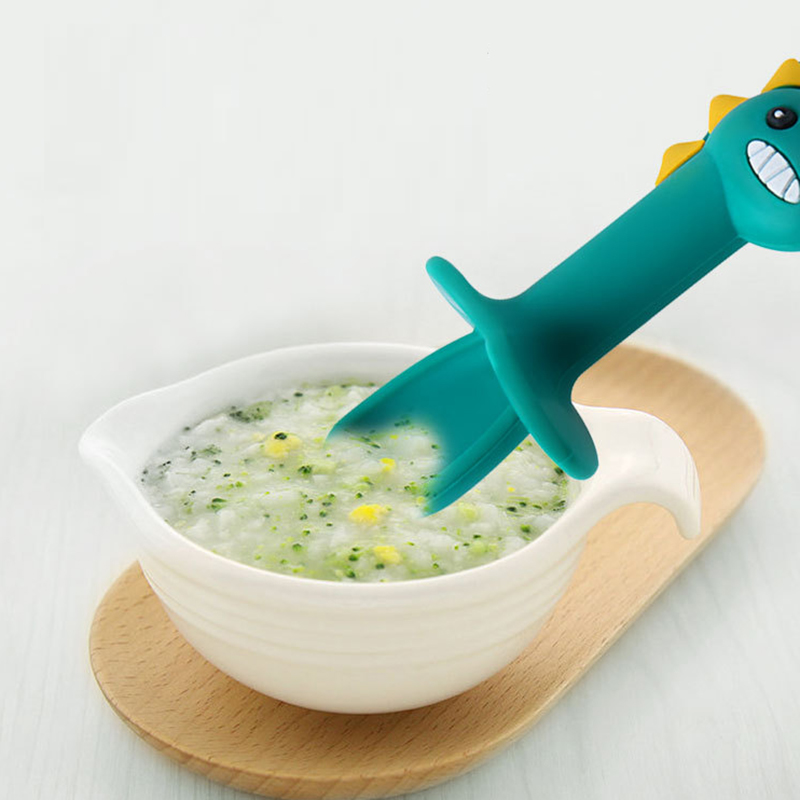 Spoon For Baby Utensils Set Auxiliary Food Silicone Gel Spoon Baby Learn To Eat Training Bendable Soft Spoon Children Tableware