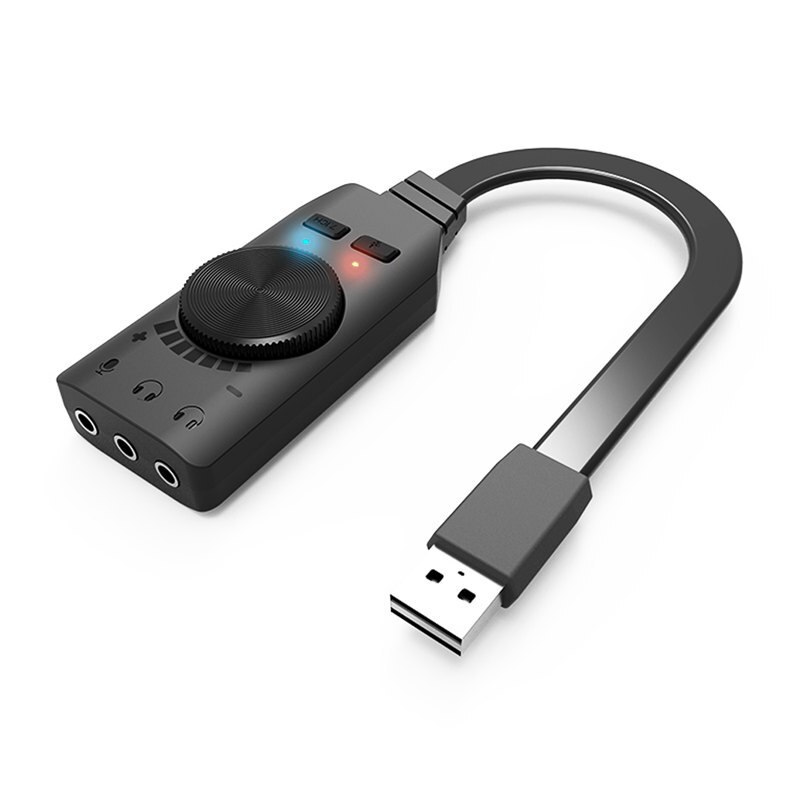Virtual 7.1 Sound Card Channel External USB Computer Game Sound Card for PUBG Gaming External Audio Card 3.5mm USB Adapter Plug and Play PC Laptop