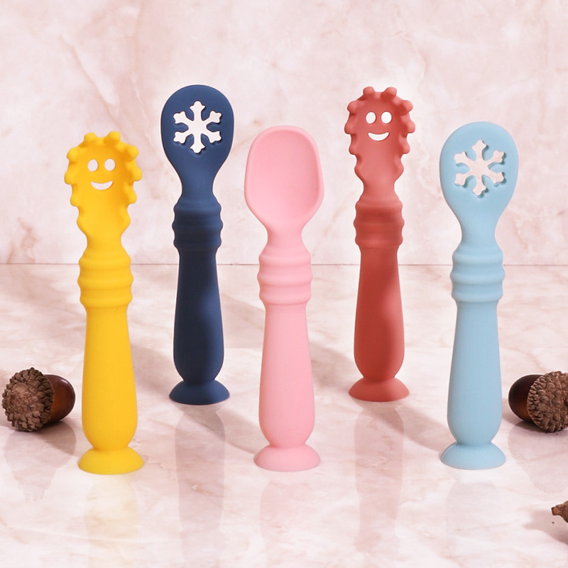3PCS Silicone Spoon Fork For Baby Utensils Set Feeding Food Toddler Learn To Eat Training Soft Fork Cutlery Children's Tableware