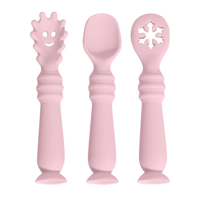 3PCS Silicone Spoon Fork For Baby Utensils Set Feeding Food Toddler Learn To Eat Training Soft Fork Cutlery Children's Tableware