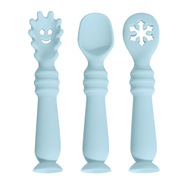 3PCS Silicone Spoon Fork For Baby Utensils Set Feeding Food Toddler Learn To Eat Training Soft Fork Cutlery Children's Tableware