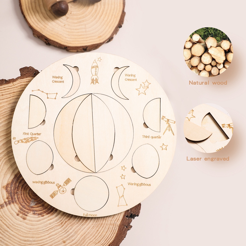 Wooden Moon Puzzle Board Baby Montessori Toys wooden moon awareness board for Children 3 Years Old Educational Learning Gift