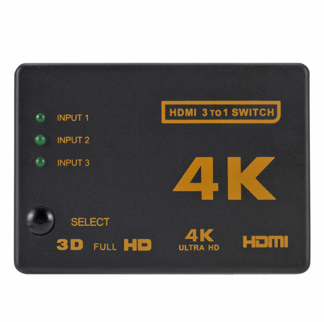 3 in and 1 out HDMI-compatible Switcher 4K HD1080P 3 5 Port HD Switch Selector Splitter with Hub IR Remote Controller for HDTV DVD TV BOX Z2