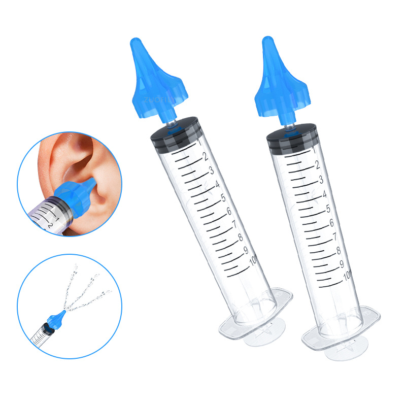 10ML 2Pcs Needle Tube Ear Syringe Baby Care Nasal Aspirator Cleaner Remover Ear Wax Flusher Irrigation Soft Tip Earwax for Kids