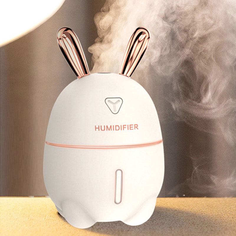 Mini Air Humidifier Cute Rabbit USB Aroma Essential Oil Diffuser Colorful Night Light Car Office Air Purifier Mist Maker 300ML