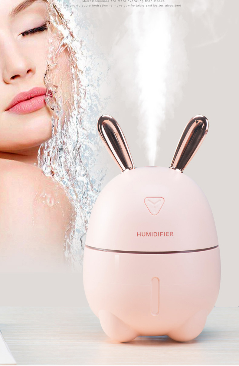 Mini Air Humidifier Cute Rabbit USB Aroma Essential Oil Diffuser Colorful Night Light Car Office Air Purifier Mist Maker 300ML