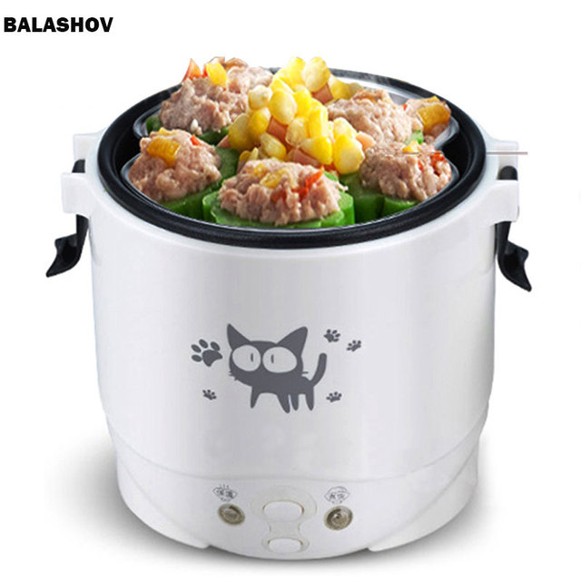 220V House 1L  Electric Mini Rice Cooker Water Food Heater Machine Lunch Box Warmer 2 Persons Cooking Household Multifunction co
