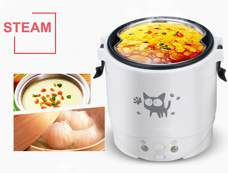 220V House 1L  Electric Mini Rice Cooker Water Food Heater Machine Lunch Box Warmer 2 Persons Cooking Household Multifunction co