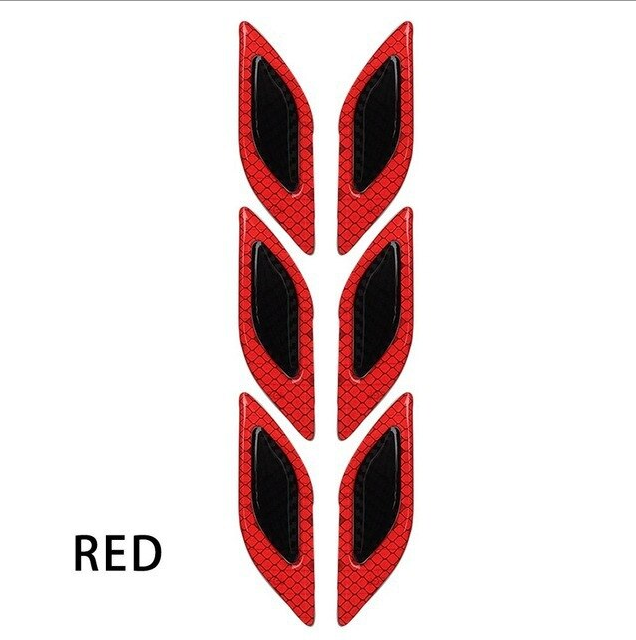 Car hood frame decorative sticker 2pcs Carbon Fiber Warning Sticker Car Decoration Anti-collision Strip Fender Imitation Tuyere Reflective Sticker