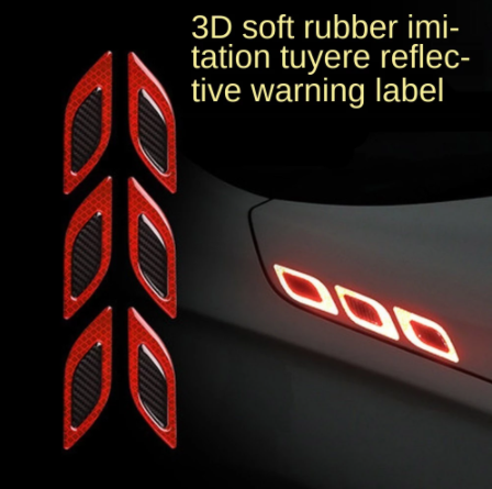 Car hood frame decorative sticker 2pcs Carbon Fiber Warning Sticker Car Decoration Anti-collision Strip Fender Imitation Tuyere Reflective Sticker