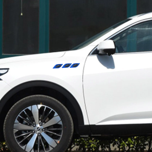 Car hood frame decorative sticker 2pcs Carbon Fiber Warning Sticker Car Decoration Anti-collision Strip Fender Imitation Tuyere Reflective Sticker