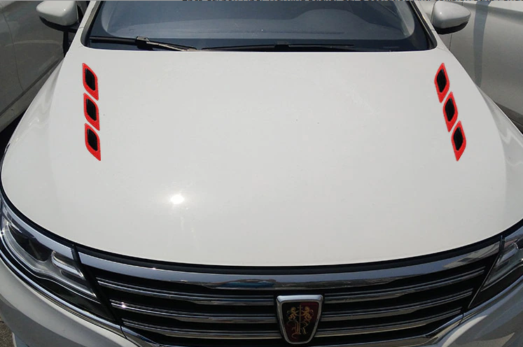 Car hood frame decorative sticker 2pcs Carbon Fiber Warning Sticker Car Decoration Anti-collision Strip Fender Imitation Tuyere Reflective Sticker