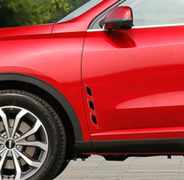 Car hood frame decorative sticker 2pcs Carbon Fiber Warning Sticker Car Decoration Anti-collision Strip Fender Imitation Tuyere Reflective Sticker