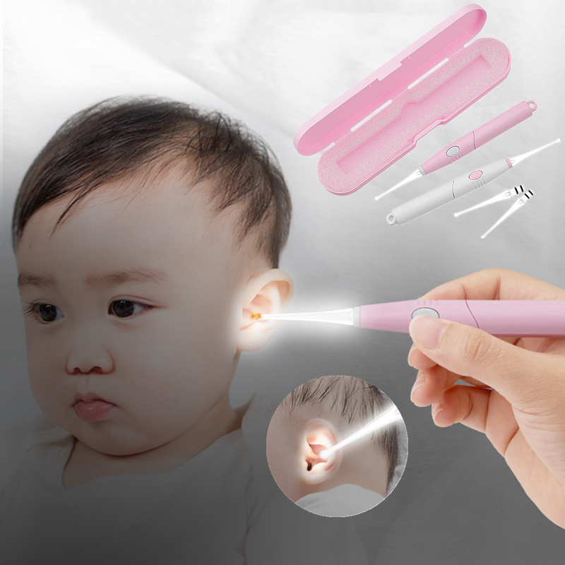 Baby Ear Cleaner Ear Wax Removal Tool Flashlight Earpick Ear Cleaning Earwax Remover Luminous Ear Curette Light Spoon