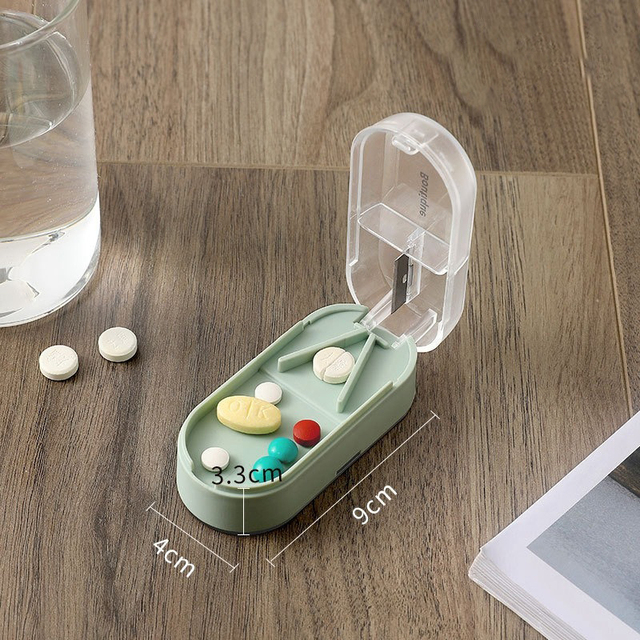 Medicine Pill Cutter Box Portable Drug Box Useful Grinder Splitter Medicine Pill Holder Tablet Cutter Splitter Divider Pill Case