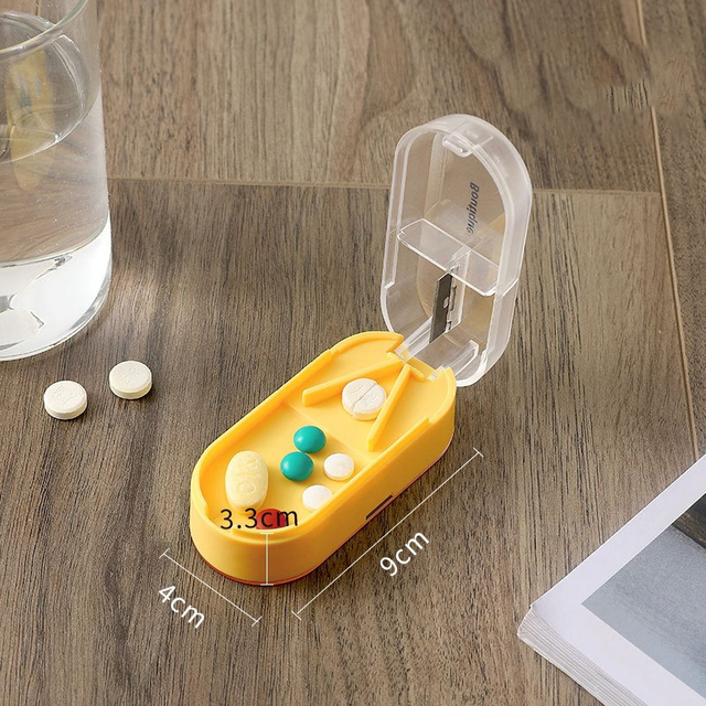 Medicine Pill Cutter Box Portable Drug Box Useful Grinder Splitter Medicine Pill Holder Tablet Cutter Splitter Divider Pill Case