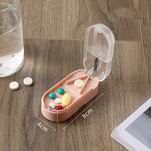 Medicine Pill Cutter Box Portable Drug Box Useful Grinder Splitter Medicine Pill Holder Tablet Cutter Splitter Divider Pill Case