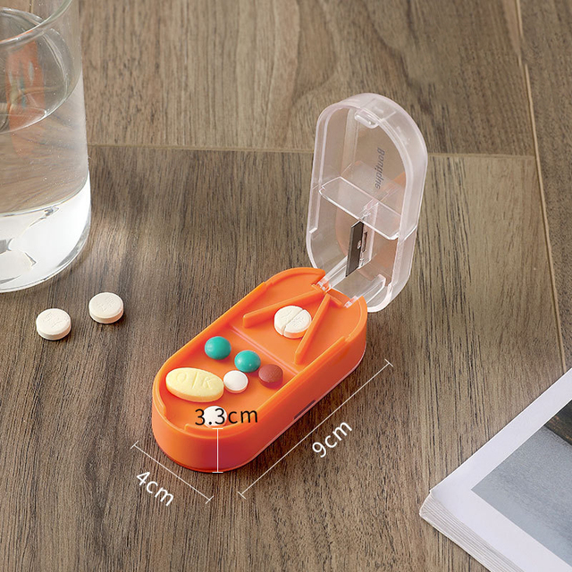 Medicine Pill Cutter Box Portable Drug Box Useful Grinder Splitter Medicine Pill Holder Tablet Cutter Splitter Divider Pill Case