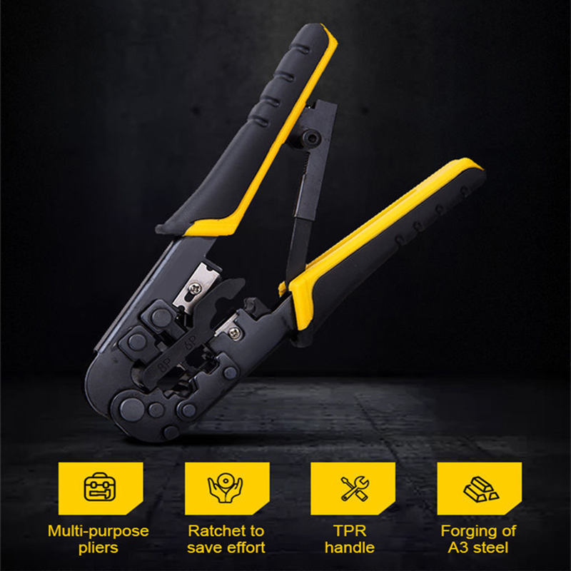 3 in 1 RJ45 Crimping Tool RJ45 Network Cutting Tools 8P RJ45 Crimper Cutter Stripper Plier for Modular RJ12 RJ11 Crimp Crimper