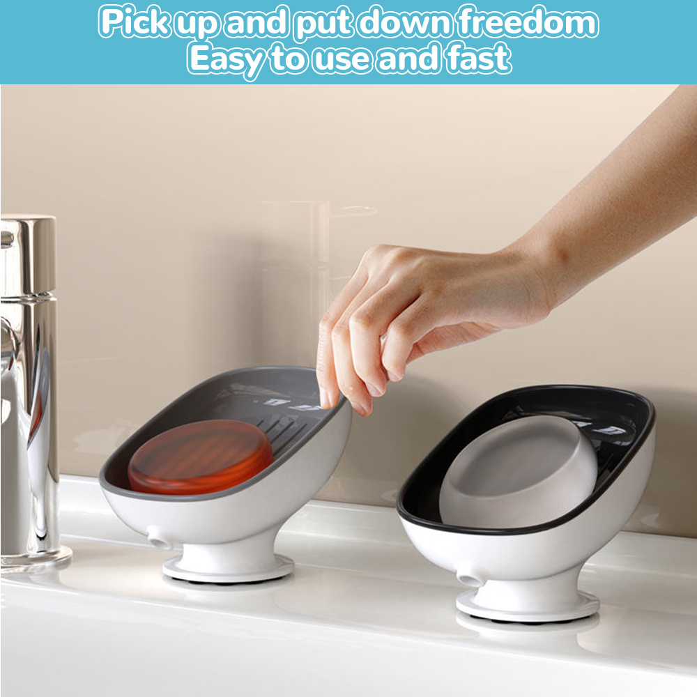 Super Suction Cup Soap Dish With Drain Water Soap Holder Kithcen Sponge Holder Soap Container Bathroom Supplies For Bathroom
