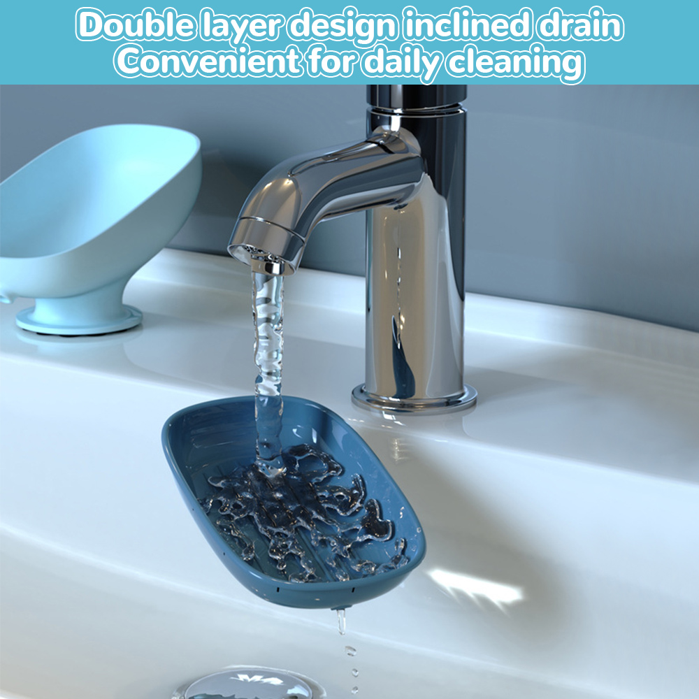 Super Suction Cup Soap Dish With Drain Water Soap Holder Kithcen Sponge Holder Soap Container Bathroom Supplies For Bathroom